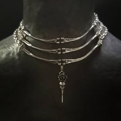 Bone Chokers With Interchangeable Pendants. Bone Choker. Bone Jewelry - Etsy Nickel Free Punk Style Choker, Silver Choker For Halloween Festival, Silver Halloween Festival Choker, Halloween Festival Silver Choker, Metal Choker With Oxidized Finish, Nickel-free Gothic Choker Jewelry, Gothic Nickel-free Choker Jewelry, Gothic Nickel-free Choker, Gothic Sterling Silver Choker