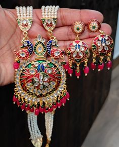 Jaipuri traditional long Rani haar Beautiful peacock degein  Wedding special Party special Bollywood style Rajasthani style Stone work Kundan work Meena work Pearl rani haar Traditional Multicolor Kundan Necklace With Zari Work, Multicolor Kundan Bridal Necklace For Puja, Bollywood Style Multicolor Kundan Necklace With Zari Work, Diwali Traditional Multicolor Kundan Wear, Diwali Multicolor Kundan Traditional Wear, Multicolor Kundan Necklace With Zari Work, Multicolor Kundan Traditional Wear For Puja, Multicolor Kundan Traditional Wear For Festivals, Festive Multicolor Kundan Necklace With Zari Work