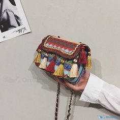 OrcaJump - Premium Woven Shoulder Bag with Tassel Detailing Bohemian Shoulder Bag With Tassels, Trendy Crochet Travel Bag With Tassels, Trendy Shoulder Bag With Tassels, Bohemian Rectangular Bag With Tassels, Bohemian Rectangular Bags With Tassels, Bohemian Satchel Bag With Tassels, Bohemian Satchel With Tassels, Vacation Pouch Bag With Tassels, Travel Fringe Pouch Shoulder Bag