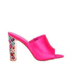 Block Heels With 4-inch Heel For Events, Chic Pink Heels For Party Season, Feminine Heels For Spring Events, Spring Feminine Heels For Events, Feminine Spring Heels For Events, Feminine Spring Event Heels, Cocktail Block Heels With 4-inch Heel, Feminine Satin Pointed Toe Heels, Chic Wedding Shoes With 4-inch Heel