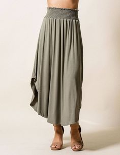 Tulip Skirt - Luxuriously Soft Bamboo & Antibacterial // Sivana Spirit Versatile Solid Color Maxi Skirt With Elastic Waistband, Versatile Gathered Maxi Skirt For Spring, Casual Flowy Viscose Maxi Skirt, Flowy Viscose Bottoms For Day Out, Casual Relaxed Viscose Maxi Skirt, Casual Viscose Maxi Skirt With Relaxed Fit, Casual Maxi Skirt For Fall Daywear, Casual Fall Maxi Skirt For Daywear, Flowy Maxi Skirt With Elastic Waistband For Day Out