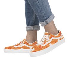 Orange Low Top Flat Sneaker The Orange Ones. Whether they are Sneakers, trainers, athletic shoes, tennis shoes, gym shoes, kicks, sports shoes, flats, running shoes, or runners) use them for everyday casual wear. And if they are skate shoes; you know they have flat soles allowing them to have better board control. Flat Sneakers Women, Shoes Tennis, Origami Patterns, Gym Shoes, Flat Sneakers, Hummel Sneaker, Vans Old Skool Sneaker, Skate Shoes, Sports Shoes