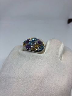 Huge great color blue topaz amethyst citrine and white sapphires stone setting is handcrafted in 925 sterling silver Can be sized, my jeweler charges $10. All rings are shipped in a nice gift box. Check out our over a THOUSAND great reviews Engraving is $4 per letter and is not always perfect depending on the piece. It can take a few days if the jeweler is busy. This is payable to Paypal Judithsltd@gmail.com Silver Cocktail, Vintage Jewelry Sets, Sapphire Stone, Vintage Jewels, White Sapphire, 925 Sterling Silver Earrings, Cocktail Ring, 925 Sterling Silver Ring, Blue Topaz