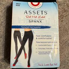 Assets Red Hot Label By Spanx Shaping Tights Are High-Waisted Tights That Are Designed To Provide Comfort And Shaping Without Restricting The Body. They Feature A Built-In Shaper And Extended Waist To Create A Toned Tummy And Tightened Thighs And Rear. The Tights Are Made With Premium Yarns That Can Give The Legs A Longer, More Luxurious Appearance. They Also Have A Non-Binding Waistband That Won't Dig In. -We Have Hundreds Of Women Casual, Women Dress, Mens Casual And Dress Shoes That Are New - Red Stretch Legwear For Fall, Fitted Red Leggings For Fall, Red Fitted Leggings For Fall, Fitted Red Legwear For Fall, Fitted Red Fall Hosiery, Red Tight Tights For Winter, Red Tight Legwear For Winter, Red Tight Winter Legwear, Red Stretch Hosiery For Winter