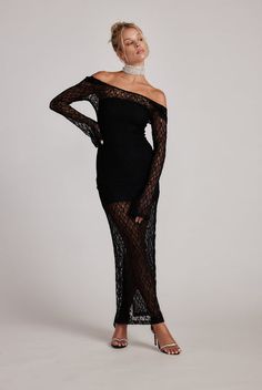 Lizette Black Lace Maxi Gown – 12th Tribe 2 Piece Black Dress, Sheer Dress Outfit Casual, Sheer Dress Outfit Classy, Black Lace Dress With Sleeves, Black Maxi Lace Dress, Sheer Dress Outfit, Sheer Dresses Outfit, Long Black Lace Dress, Full Lace Dress