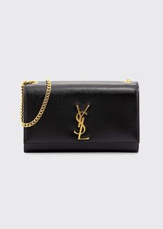 Saint Laurent Monogram Medium Shoulder Bag - Bergdorf Goodman Classic Evening Shoulder Bag With Logo Hardware, Formal Leather Shoulder Bag With Logo, Classic Formal Shoulder Bag With Logo, Elegant Logo Crossbody Shoulder Bag, Modern Formal Shoulder Bag With Logo, Modern Gold Shoulder Bag With Logo, Classic Evening Bags With Logo, High-end Everyday Shoulder Bag With Logo, Classic Gold Shoulder Bag With Logo