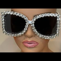 Brand New - Rhinestone Sunglasses With Dark Lenses.. A Must Have! ***Fast Shipping**** Package Includes: - Sunglasses - Cleaning Cloth - Protective Case Elegant Rhinestone Sunglasses For The Beach, Party Sunglasses With Rhinestones And Crystal Material, Elegant Bling Sunglasses With Glass, Party Crystal Sunglasses With Rhinestones, Silver Rhinestone Sunglasses With Glass Lenses, Silver Sunglasses With Rhinestones, Silver Rhinestone Sunglasses With Glass, Glamorous Silver Sunglasses With Glass Lenses, Elegant Crystal Sunglasses For Party