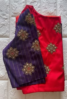 Red Blouse Aari Work Designs Simple, Aari Work Blouse Checked Design, Aari Work For Red Blouse, Simple Aari Work For Red Blouse, Aari Work Blouse Red Colour, Patch Work Blouse Designs, Netted Blouse Designs