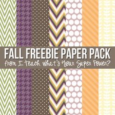 a collection of different colored papers with the words fall freebie paper pack