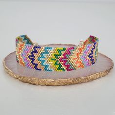 Handmade bracelet with Miyuki beads. Broad; 2cm. It has a terminal with extension chain to adjust it to the desired size. Maximum measurement 21 cm. Bracelet Miyuki, Huichol Art, Miyuki Bracelet, Loom Pattern, Miyuki Beads, Handmade Bracelet, Handmade Bracelets, Accessory Gift, Jewelry Bracelets