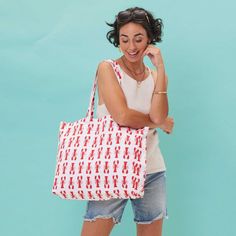 Lobby Little Shopper Tote Bag Tote - rockflowerpaper 5 Cents, The Lobby, Ocean Conservation, Go Bags, Canvas Bags, Fun Fashion, Shopper Tote, Fun Prints, Cute Pattern