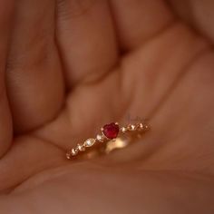 Simple Red Heart Ring, Ruby Heart Ring Gold, Ruby Engagement Ring Gold, Ruby Jewelry Ring, Ruby Promise Ring, Red Heart Ring, Ruby Birthstone Ring, Ruby Ring Designs, Ruby Heart Ring