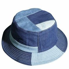 a blue and white hat on a white background