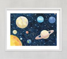 the solar system with all its planets in black framed art print by artist and photographer