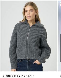 Ribbed Jacket, Rib Stitch, Fall 24, Jewelry Outfit, Knitting Accessories, Zip Up Sweater, Shirt Accessories, Cardigan Jacket, Zip Jacket