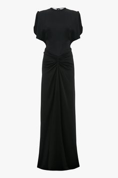 The classic black evening dress is elevated with the house’s signature attention to detail. Crafted from luxurious crepe back satin, the Gathered Waist Floor-Length Dress in Black has a provocative open back design, tactile tie detail at the back of the neck and sensuous pleating at the front of the skirt. Cut to fit and flatter the upper body before pooling into a floor-grazing hemline, it exudes contemporary sophistication. Victoria Beckham Gathered Waist Floor-Length Dress In Black  - Size 14 Black Evening Dress, Size 12 Uk, Black Evening Dresses, Floor Length Dresses, Back Design, Victoria Beckham, Upper Body, Evening Dress, Classic Black