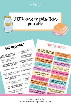 an image of a poster with the words tbr proms jar printable