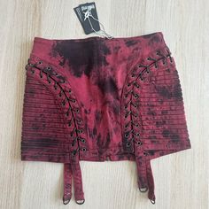 Brand New! Size Medium. Never Worn Red Rock Style Mini Skirt, Rock Style Red Mini Skirt, Red Rock Mini Skirt, Red Mini Skirt For Alternative Fashion, Red Punk Style Skirt, Red Fitted Mini Skirt Punk Style, Red Punk Skirt For Summer, Fitted Grunge Mini Skirt, Fitted Grunge Skirt For Festival