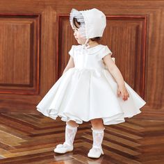 Only $69.99, Flower Girl Dresses Vintage Baby Collar Princess Flower Girl Dress With Sleeves Couture Pageant Gown #TG7099 at #GemGrace. View more special Flower Girl Dresses now? GemGrace is a solution for those who want to buy delicate gowns with affordable prices, a solution for those who have unique ideas about their gowns. Little Princess collection new arrived, shop now! Elegant Princess Dress For First Communion In Spring, Fitted Princess Dress For Baptism In Spring, Satin Princess Dress For Dress-up, Fitted Dresses With Floral Applique For Dress-up, Satin Ruffled Dress For Dress-up Occasions, Satin Ruffled Dress For Dress-up, Fitted White Ball Gown For Dress-up, White Fitted Ball Gown For Dress-up, White Fitted Ball Gown For Spring