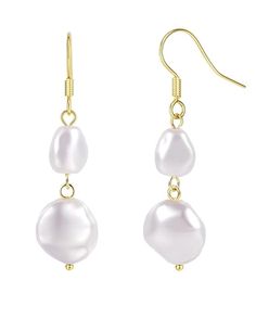 PRICES MAY VARY. 【Safe Material】These pearl earrings are made of high-quality copper plated with 18k gold. Lead-free, nickel-free and hypoallergenic, friendly to sensitive ears. 【Exquisite Design】The pearl earrings tassels length 2", small pearl diameter 0.3", irregular pearl diameter 0.4". The classic drop earring design makes these baroque pearl earrings sway when hanging, adding loveliness and beauty to you. 【Suitable Occasions】Pearl earrings are suitable for various occasions. Such as birthd Affordable Gold Pearl Drop Bridal Earrings, 14k Gold Filled Dangle Pearl Earrings For Wedding, 14k Gold-filled Pearl Pendant Earrings For Wedding, 14k Gold-filled Pearl Drop Earrings In Pearl White, Hypoallergenic 14k Gold-filled Dangle Pearl Earrings, Wedding Jewelry For Bride, Baroque Pearl Earrings, Pearl Earrings Dangle, Bride Jewellery