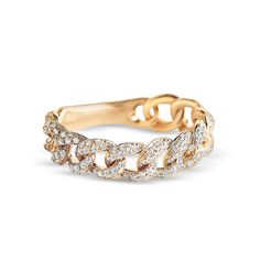 14K Gold Pavé Diamond Chain Link Ring Stunning 14K Gold Pavé Diamond ChainLink Ring. This must-have ring is fantastic on its Own or Stacked with Others! Available in yellow gold, white gold, and rose gold and is made with real diamonds. This ring is made to be a moveable chain link. Measurements Diamond Weight & Count: 198 || 0.23 ct Please have your finger sized professionally by your local jeweler prior to placing your order as all sales are final. If you are not confident in your ring size, w Chainlink Ring, Gold Diamond Chain, Chain Link Ring, Bezel Set Diamond Ring, Link Ring, Baguette Diamond Rings, Linking Rings, Bezel Set Diamond, Diamond Chain