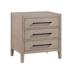 two drawers with black handles on each side and an open drawer in the middle, against a white background