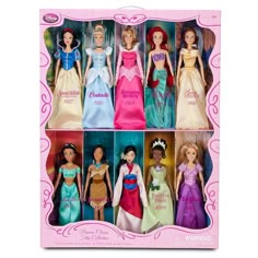 the disney princess dolls are in their box and ready to be sold for $ 20