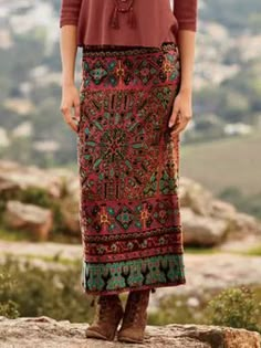 Cotton Blends Regular Fit Color Block Skirt Aztec Print Long Skirt, Luxury Multicolor Fall Skirt, Color Block Skirt, Earthy Outfits, Casual Bottoms, Block Style, Unique Designers, Vacation Outfits, Fashion World