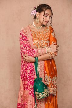 Buy Orange Cotton Embroidered Gota Work Round Floral Kurta Sharara Set For Women by Surbhi shah Online at Aza Fashions. Embroidery Kurta, Kurta Lehenga, Bandhani Dupatta, Kurta Sharara Set, Kurta Sharara, Gota Work, Silk Kurta, Embroidered Dupatta, Sharara Set