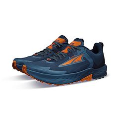 a pair of blue and orange running shoes