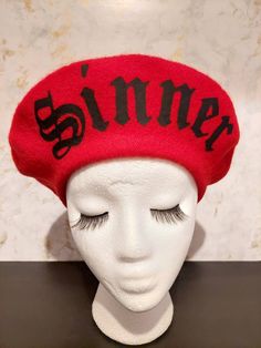 1 Red with white bats vinyl design  beret perfect for this spooky season 90% wool 10% polyester berets One size fits most polyester White Bats, Fashion Halloween, Fashion Dark, Red Or Black, Alt Fashion, Beret Hat, Berets, Dark Fashion, Vinyl Designs