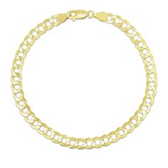 Add a bold accessory to your collection with this 14k yellow gold comfort curb chain bracelet. Solid in construction, this bracelet measures 4.7mm in width and 8.5 inches in length and secures with a lobster clasp closure. Royal Chain, Curb Chain Bracelet, Chain Bra, Wedding Day Jewelry, Bold Accessories, Engagement Ring Guide, Rainbow Bracelet, Metal Shop, Ring Size Guide