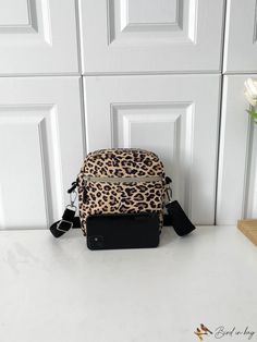 BirdinBag - Compact Leopard Print Crossbody Bag Portable Crossbody Shoulder Bag For On-the-go, On-the-go Crossbody Shoulder Bag, Portable Crossbody Bag For On-the-go, Casual Box Bag With Mobile Phone Bag For School, Casual Shoulder Bag Backpack Style, Casual Shoulder Backpack, Trendy Pouch Shoulder Bag With Cell Phone Pocket, Casual On-the-go Shoulder Box Bag, Casual Shoulder Bag With Double Handle For Mobile Phone