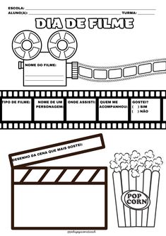 a film strip and some movies on it with the words cinema written in black ink