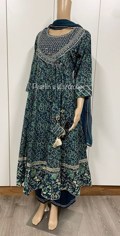 Angrakha Anarkali Cotton Suit - Etsy Trousers Outfit, Cotton Kurta