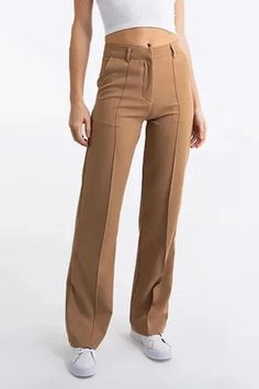 Pants Women's Fashion Fitted High Waist Work Pants For Office, Fitted High-waisted Work Pants For Office, Fitted High-waisted Wide Leg Pants For Office, Stretch High-waisted Solid Color Pantsuit, Stretch High-waisted Pantsuit In Solid Color, Stretch Solid Color High-waisted Pantsuit, Solid Stretch High-waisted Pantsuit, Solid Slim Fit Pants For Office, Slim Fit Solid Color Pants For Office