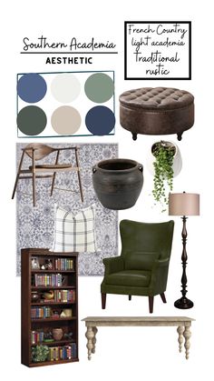 an assortment of furniture and decor items