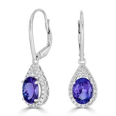 ADG7029911995-1 Formal Tanzanite Teardrop Earrings, Elegant Tanzanite Earrings With Brilliant Cut, Formal Oval Diamond Earrings With Gemstones, Formal Oval Tanzanite Earrings, Dazzling Oval Earrings With Brilliant Cut, Elegant Silver Tanzanite Earrings, Formal Oval Earrings With Halo Setting, Oval Halo Setting Earrings For Formal Occasions, Oval White Gold Earrings For Formal Occasions