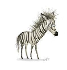 a drawing of a zebra with hair on it's head