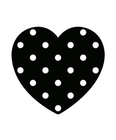 a black and white heart with polka dots