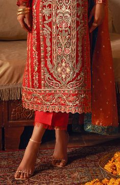 Orange Red Elegant Pakistani Salwar Kameez Embroidered Suit is beautiful ensemble designed with modern round cuts and Subtle embroidery on Kameez and Dupatta. Eid Red Anarkali Set With Sheer Dupatta, Red Anarkali Set With Sheer Dupatta For Eid, Red Salwar Kameez With Sheer Dupatta, Unstitched Red Chanderi Sharara, Red Dupatta With Dabka Work For Transitional Season, Designer Red Dupatta, Red Dupatta With Dabka Work, Transitional Red Dupatta With Dabka Work, Designer Red Churidar With Sheer Dupatta