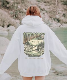 Embrace the essence of nature with our Outdoorsy Sweatshirt, a cozy and stylish addition to your outdoor wardrobe. Crafted for the adventurous spirit with a Gorpcore touch, this Naturecore Indie sweatshirt is the perfect blend of comfort and Granola Girl Aesthetic, making it an ideal choice for your next camping outfit. Printed on super soft and comfortable Gildan 18500 hooded sweatshirt! ★Hoodie Features★ ~ 50% cotton, 50% polyester ~ Medium-heavy fabric (8.0 oz/yd² (271.25 g/m ~ Loose fit ~ Sewn-in label ~ Runs true to size ★About The Process!★ * This item is made to order using DTG, direct-to-garment printing * Fabric is manufactured in an eco-friendly process through water reduction, energy reduction and virtually zero waste (great for the planet)! * Shirts are a relaxed Unisex fit * F Spring Outdoor Hoodie With Letter Print, Casual Hooded Sweatshirt For Outdoor, Casual Sweatshirt For Outdoor Winter Activities, Casual Winter Sweatshirt For Outdoor Activities, Oversized Casual Hoodie For Outdoor, Casual Oversized Outdoor Hoodie, Spring Outdoor Letter Print Hoodie, Trendy Long Sleeve Tops For Outdoor, Casual Fall Hoodie For Outdoor Activities