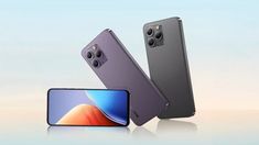 two new smartphones are shown next to each other, one is purple and the other is black