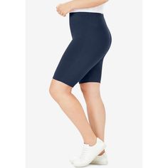 Experience the perfect fit with these versatile stretch knit bike shorts. Comfortable stretch elastic waistband adapts to your shape effortlessly. Ideal for staying active or layering under tunics, dresses, and tops for a flawless look. Designed to sit at the waist, offering a flattering silhouette. 9-inch inseam provides just the right amount of coverage. Made from a cotton/spandex blend for breathable comfort and flexibility; heather options are a cotton/poly/spandex mix. Easy to care for with Stretch Solid Color Biker Shorts With Elastic Waistband, Casual Biker Shorts With Elastic Waistband, Basic Stretch Biker Shorts In Solid Color, Basic Stretch Biker Shorts, Mid-thigh Length, Basic Stretch Biker Shorts Mid-thigh Length, Basic Solid Stretch Biker Shorts, Casual Stretch Biker Shorts With Short Inseam, Basic Mid-thigh Length Stretch Biker Shorts, Casual Knee-length Biker Shorts