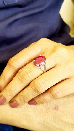 Red Ruby Ring Ruby belongs to Corundum (aluminium oxide) family. Red Ruby Ring, Handmade Ring, 925 Sterling Silver Ring, Oval Cut Gemstone Ring, Women's Ring, Solitaire Ring, Engagement Ring, Gift For Her Make an adorable statement with this ring jewelry. Rendered in fine 925 Sterling silver and designed with a classic setting, this Pyrite ring is ready to accompany your style from day until night. This handmade jewelry for women/Men's will make a unique addition to your collection. ▂▂ ♥ Gemstone Type - Ruby  ♥ Gemstone Size - 10x14 mm ♥ Gemstone Cut - Oval ♥ Metal Type  - 925 Sterling Silver ❏ Why Buy This Unique Handmade Jewelry? ♥ Nickel Free ✅ ♥ Tarnish Resistant ✅ ♥ One Year Warranty ✅ ♥ High Quality Materials ✅ ♥ 30 Days Return Policy ✅ Why To Wear Silver? As a metal, silver has sign Red Oval Cabochon Ruby Ring For Gift, Red Sterling Silver Oval Cabochon Ring, Silver Ruby Ring With Oval Cabochon, Sterling Silver Oval Cabochon Ruby Ring Gift, Silver Oval Cabochon Ruby Ring As Gift, Oval Hallmarked Ruby Ring, Oval Ruby Ring Hallmarked As Gift, Oval Ruby Rings Suitable For Gifts, Oval Ruby Ring Gift With Hallmark