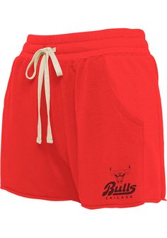 Make the best of your workout in these Chicago Bulls Womens Red Mix Shorts! These Chicago Shorts are great for any Bulls fan who wants to show off their team spirit no matter what they wear. These Chicago Bulls Shorts feature a lower left hip team name and logo. Shorts, Side pockets, Adjustable waistband, Thermal material on sides, Soft hand, 62% Cotton/ 33% Rayon/ 5% Spandex, 4 Red Athleisure Activewear With Built-in Shorts, Red Sportswear Bottoms For Gym, Red Gym Bottoms With Built-in Shorts, Red Stretch Cotton Activewear, Red Casual Activewear For Sports, Casual Red Activewear For Sports, Casual Red Activewear, Red Cotton Sporty Bottoms, Red Sportswear Bottoms For Leisure