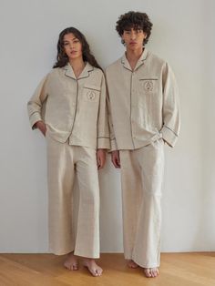 Composition : Linen 55% Cotton 45%Country of Origin : KOREA Matching Family Pjs Christmas, Pajamas Couple Matching, Matching Pjs For Couples Pictures, Firefly Project, Night Suits Pajama Set, Linen Homewear, Pajama Party Grown Up, Christmas Pajamas Couples, Linen Set Women