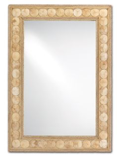 Currey and Company - 1000-0099 - Mirror - Buko - Straw/Natural Abaca Rope/Coco Shell/Mirror Round Decorative Mirror, Shell Mirrors, Round Mirror Decor, Porthole Mirror, Oversized Wall Mirrors, Driftwood Frame, Distressed Mirror, Starburst Mirror, Shell Mirror