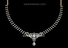 18 Karat Gold Diamond Necklace   - 235-DN399 - in 18.250 Grams for USD $3337.49. 
Made in India by Totaram Jewelers Online this product is in Gold - 18 Karat Gold  & is an excellent gift for Adult - Women. Ships fully insured with secured guaranteed delivery for free with your order over $250 from New Jersey USA & comes with 30 days exchange policy. Fine Jewelry Diamond Necklace For Celebration, Fine Jewelry Necklaces With Single Cut Diamonds For Celebration, Elegant Silver Bridal Necklace In 22k Gold, Traditional Formal Diamond Necklace With Single Cut Diamonds, Elegant Hallmarked Diamond Necklace For Celebrations, Traditional White Gold Necklace With Diamond Accents, Formal Yellow Gold Hand Set Diamond Necklace, Elegant 22k Gold Bridal Necklace, Elegant 22k Gold White Bridal Necklace