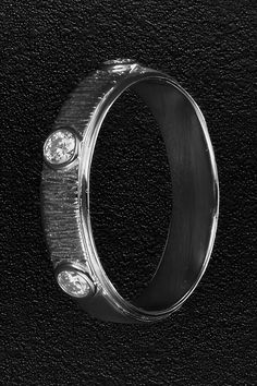 Ridged Rim Moissanite Ring Two Rings, Simple Man, Sterling Silver Rings